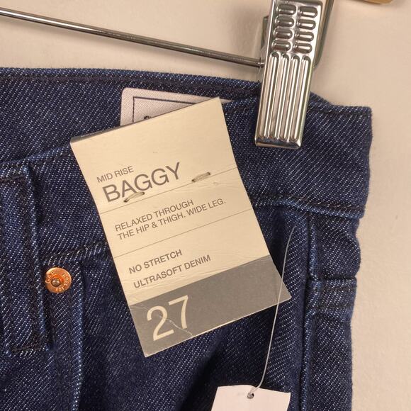 NWT GAP Mid Rise UltraSoft Baggy Jeans Dark Wash 27 - Picture 7 of 9